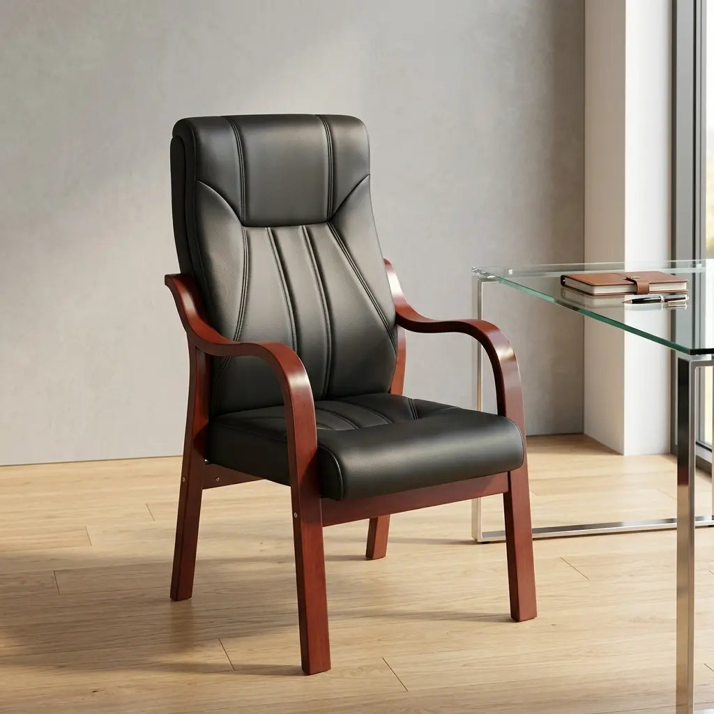 High back waiting leather chair - Image 2